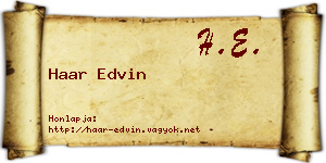 Haar Edvin névjegykártya